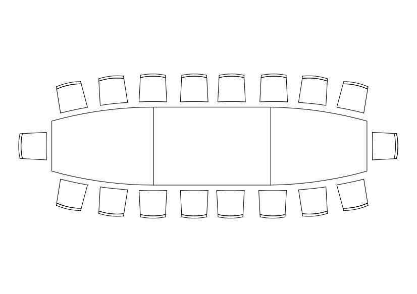 Free Chairs & Meeting table set-up top view CAD Block – DWG, DXF, PDF Format
