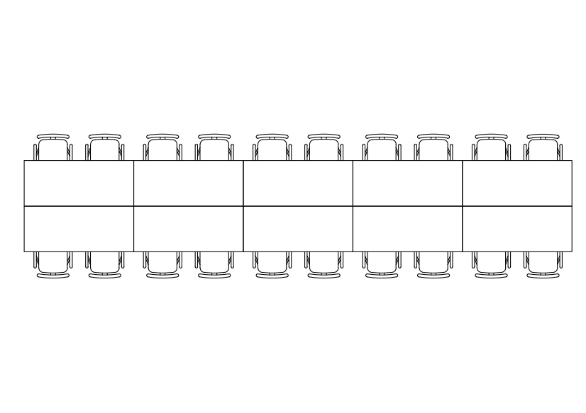 Free Chairs & Meeting table set-up top view CAD Block – DWG, DXF, PDF Format