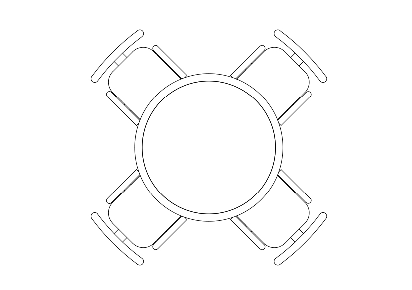 Free Chairs & Meeting table set-up top view CAD Block – DWG, DXF, PDF Format
