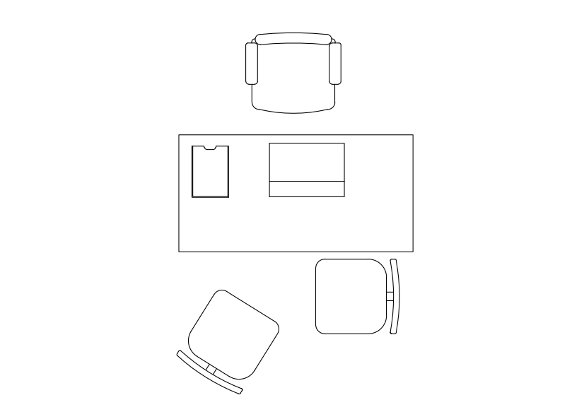 Free Office Desk set-up top view CAD Block – DWG, DXF, PDF Format