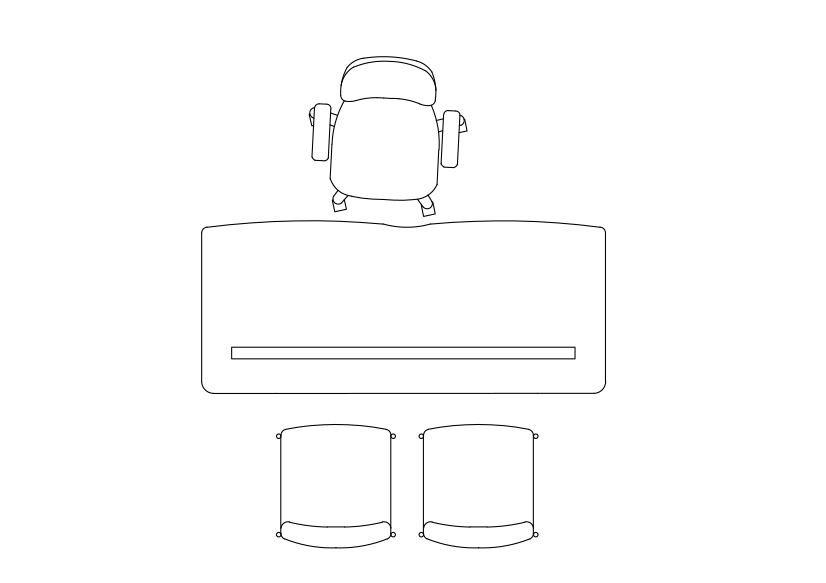 Free Office Desk set-up top view CAD Block – DWG, DXF, PDF Format
