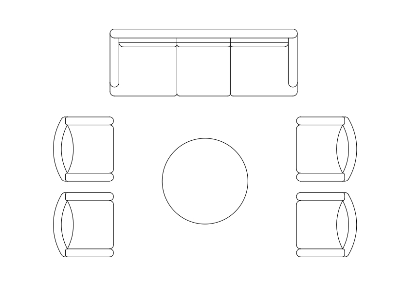 Free Living room set-up top view CAD Block – DWG, DXF, PDF Format
