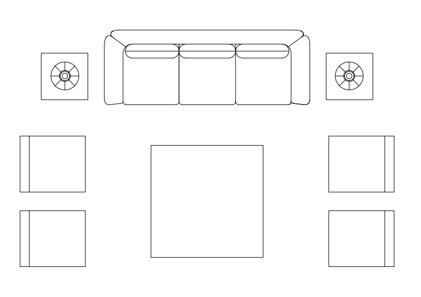 Free Living room set-up top view CAD Block – DWG, DXF, PDF Format