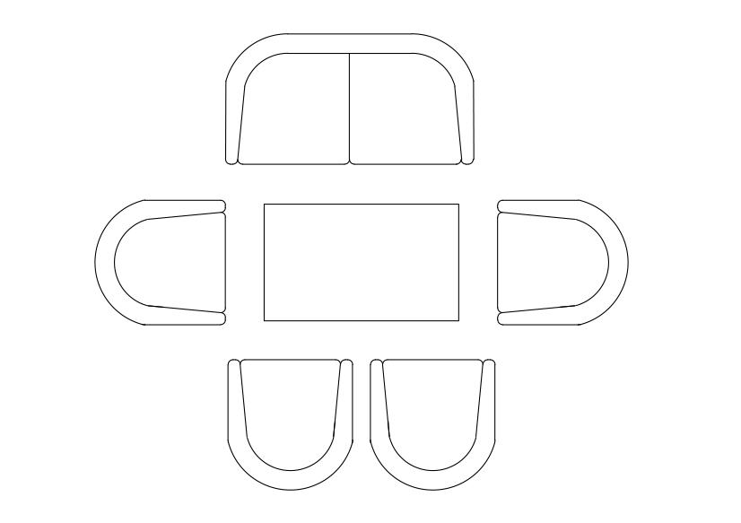 Free Living room set-up top view CAD Block – DWG, DXF, PDF Format