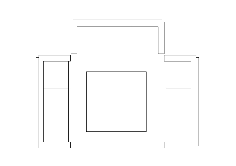 Free Living room set-up top view CAD Block – DWG, DXF, PDF Format