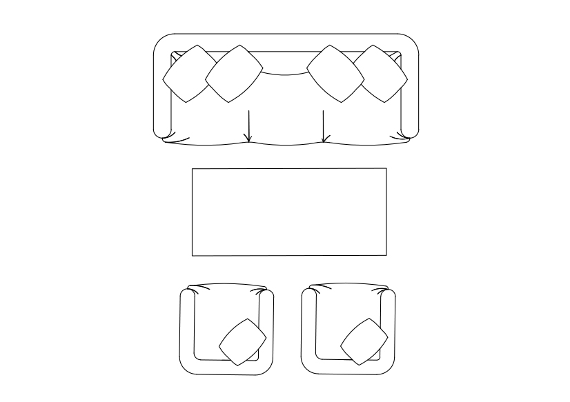 Free Living room set-up top view CAD Block – DWG, DXF, PDF Format