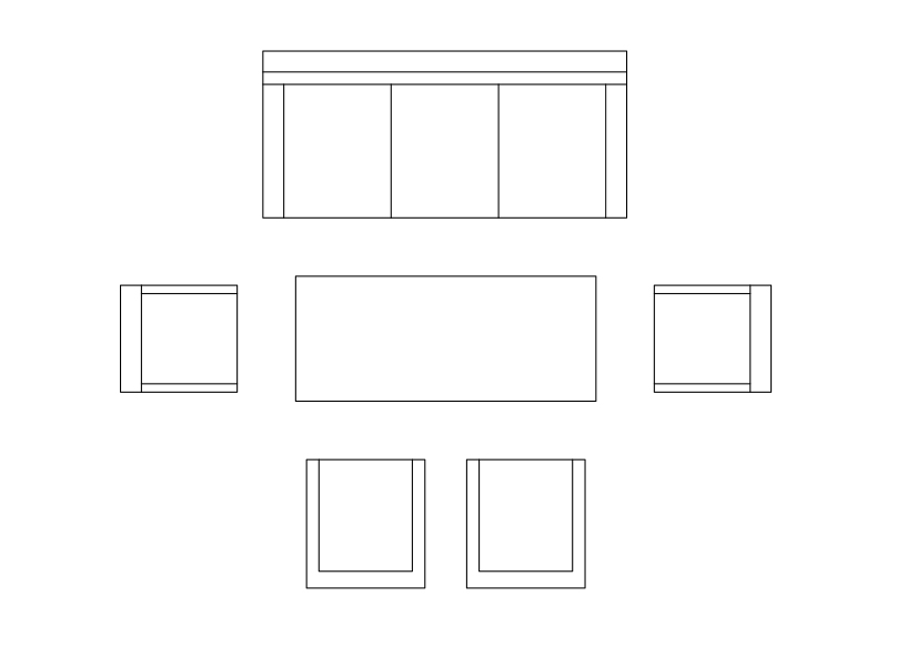 Free Living room set-up top view CAD Block – DWG, DXF, PDF Format