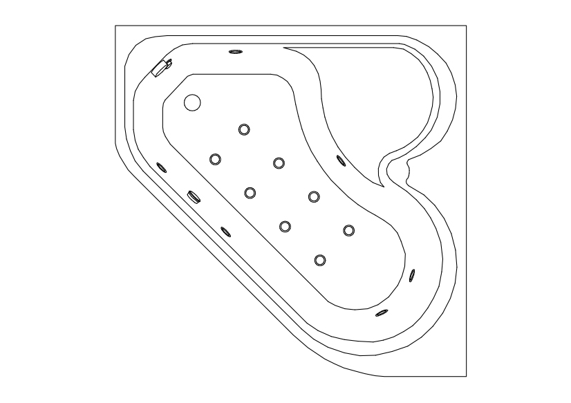 Free Jacuzzi Top View CAD Block – DWG, DXF, PDF Format