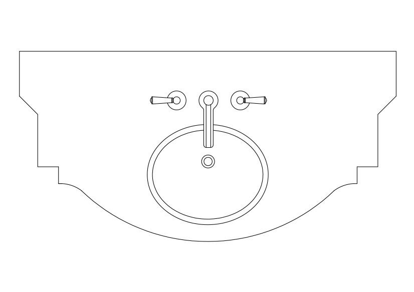 Free Sink Top View CAD Block – DWG, DXF, PDF Format
