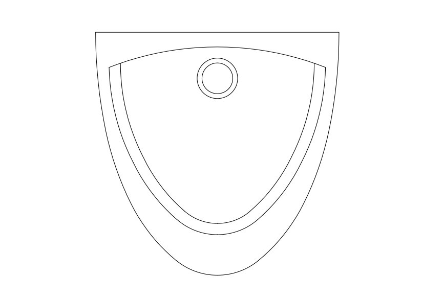 Free Urinal Top View CAD Block – DWG, DXF, PDF Format