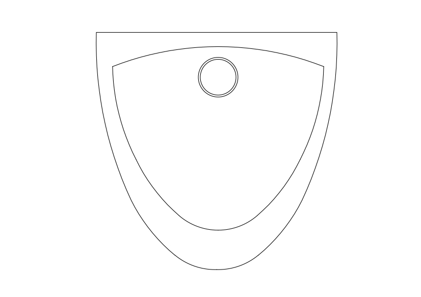Free Urinal Top View CAD Block – DWG, DXF, PDF Format