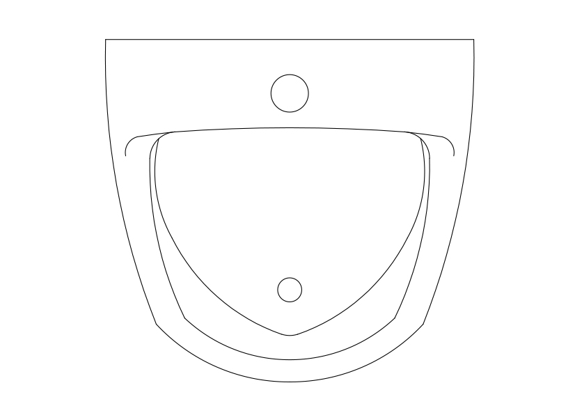 Free Urinal Top View CAD Block – DWG, DXF, PDF Format