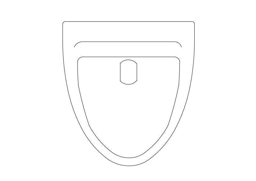 Free Urinal Top View CAD Block – DWG, DXF, PDF Format