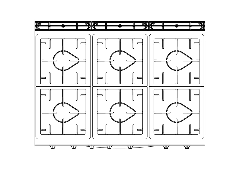 Free Multiple Hob Top View CAD Block – DWG, DXF, PDF Format