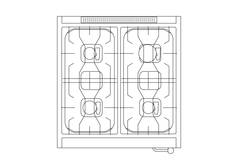 Free Multiple Hob Top View CAD Block – DWG, DXF, PDF Format