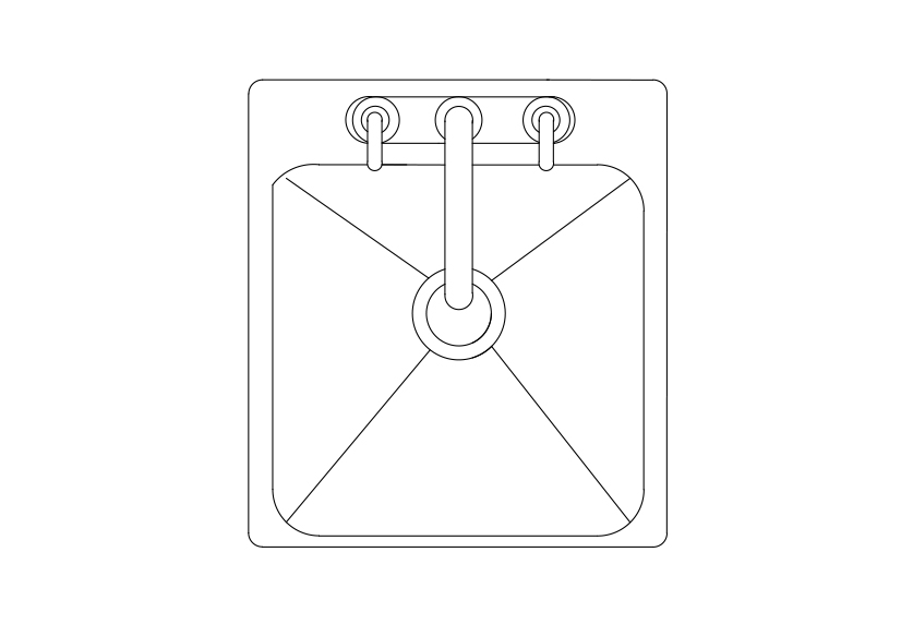 Free Single Kitchen Sink Top View CAD Block – DWG, DXF, PDF Format