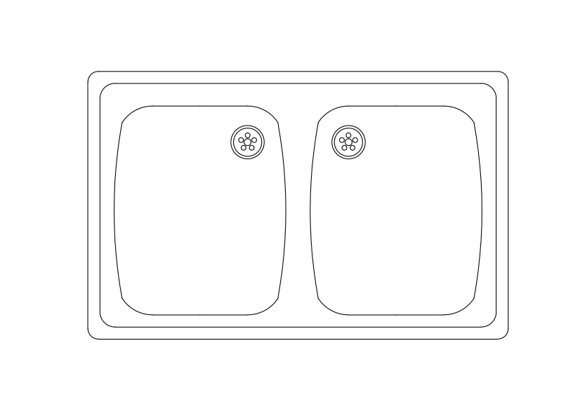 Free Double Kitchen Sink Top View CAD Block – DWG, DXF, PDF Format