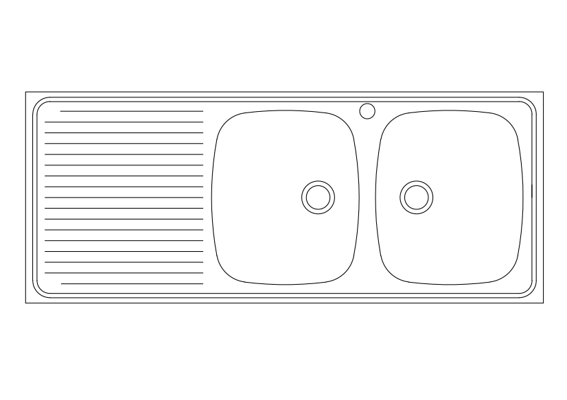 Free Double Kitchen Sink Top View CAD Block – DWG, DXF, PDF Format