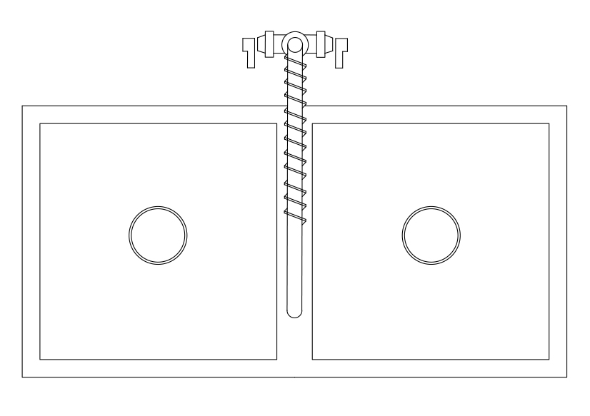 Free Double Kitchen Sink Top View CAD Block – DWG, DXF, PDF Format