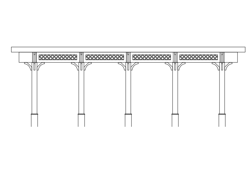 Free Pergola Elevation CAD Block – DWG, DXF, PDF Format