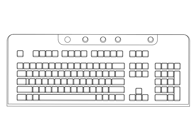 Free Keyboard Top View CAD Block – DWG, DXF, PDF Format