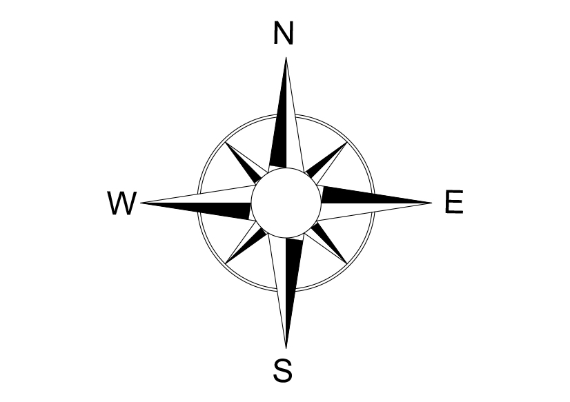 Free Wind Rose Symbol CAD Block Icon – DWG, DXF, PDF Format