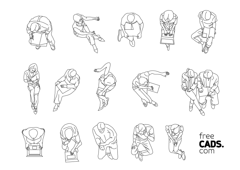 Free People Sitting Bundle CAD Blocks – DWG, DXF, PDF Format