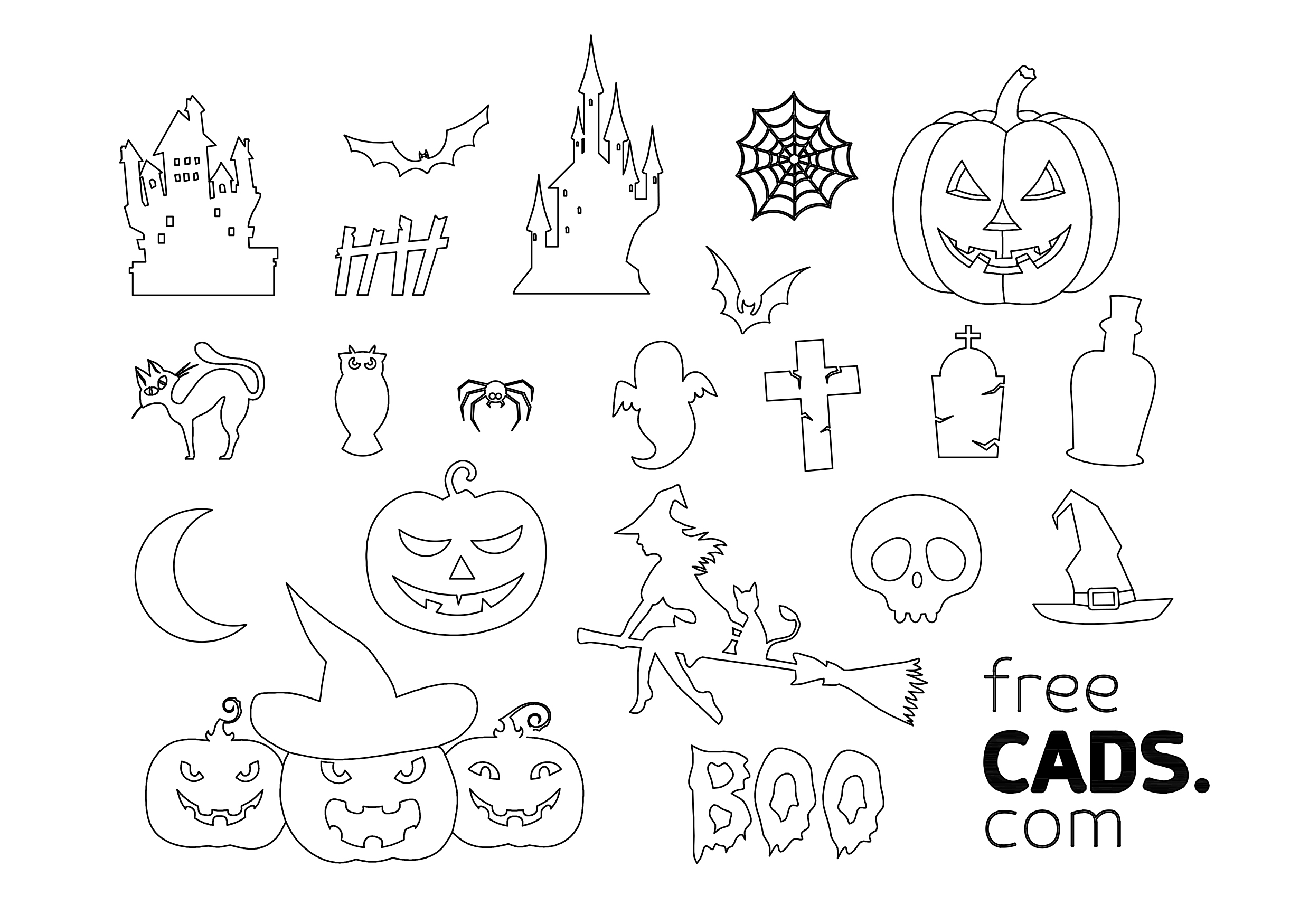 Free Halloween Bundle CAD Blocks – DWG, DXF, PDF Format