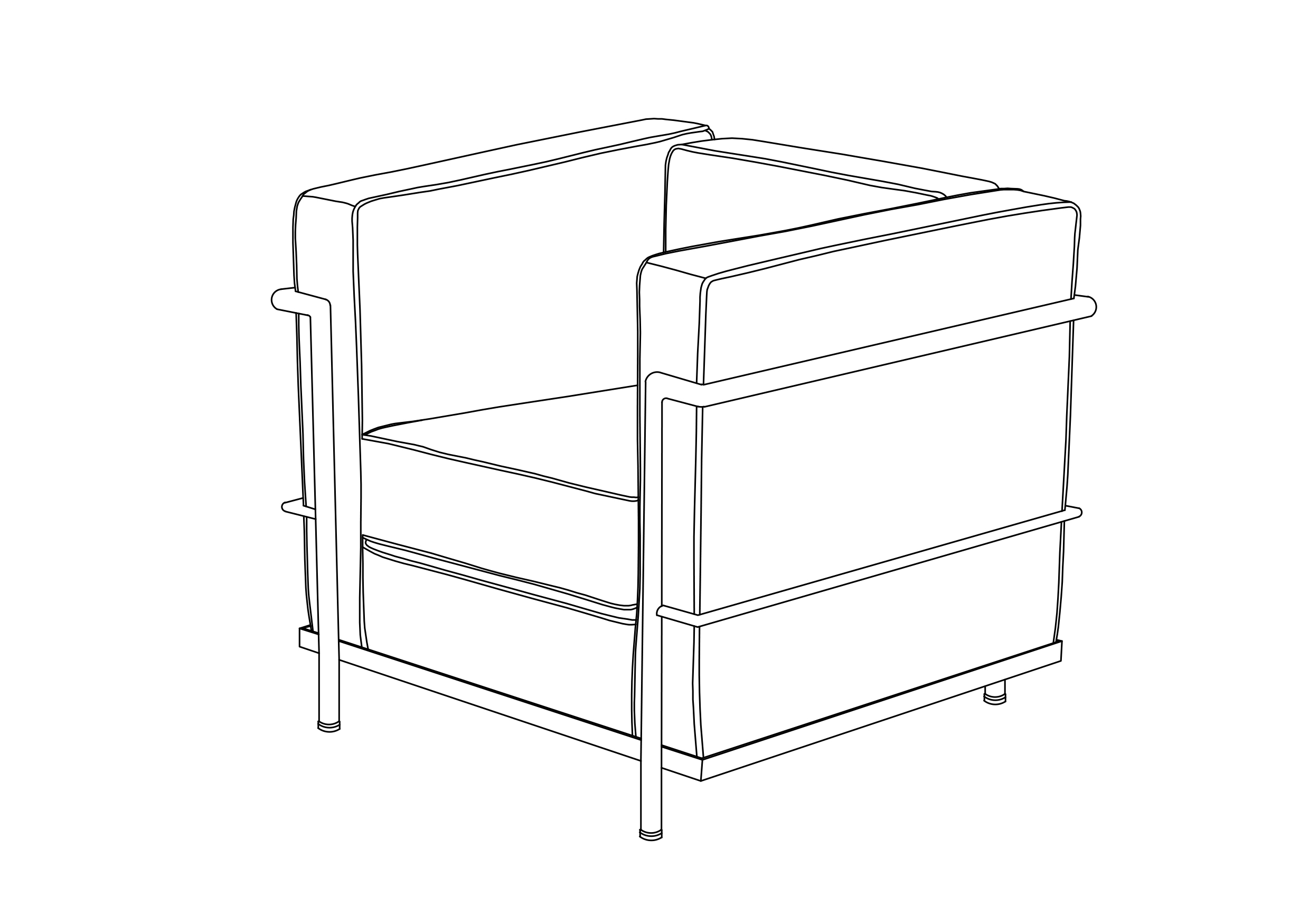 Free LC2 Armchair CAD Block – DWG, DXF, PDF Format