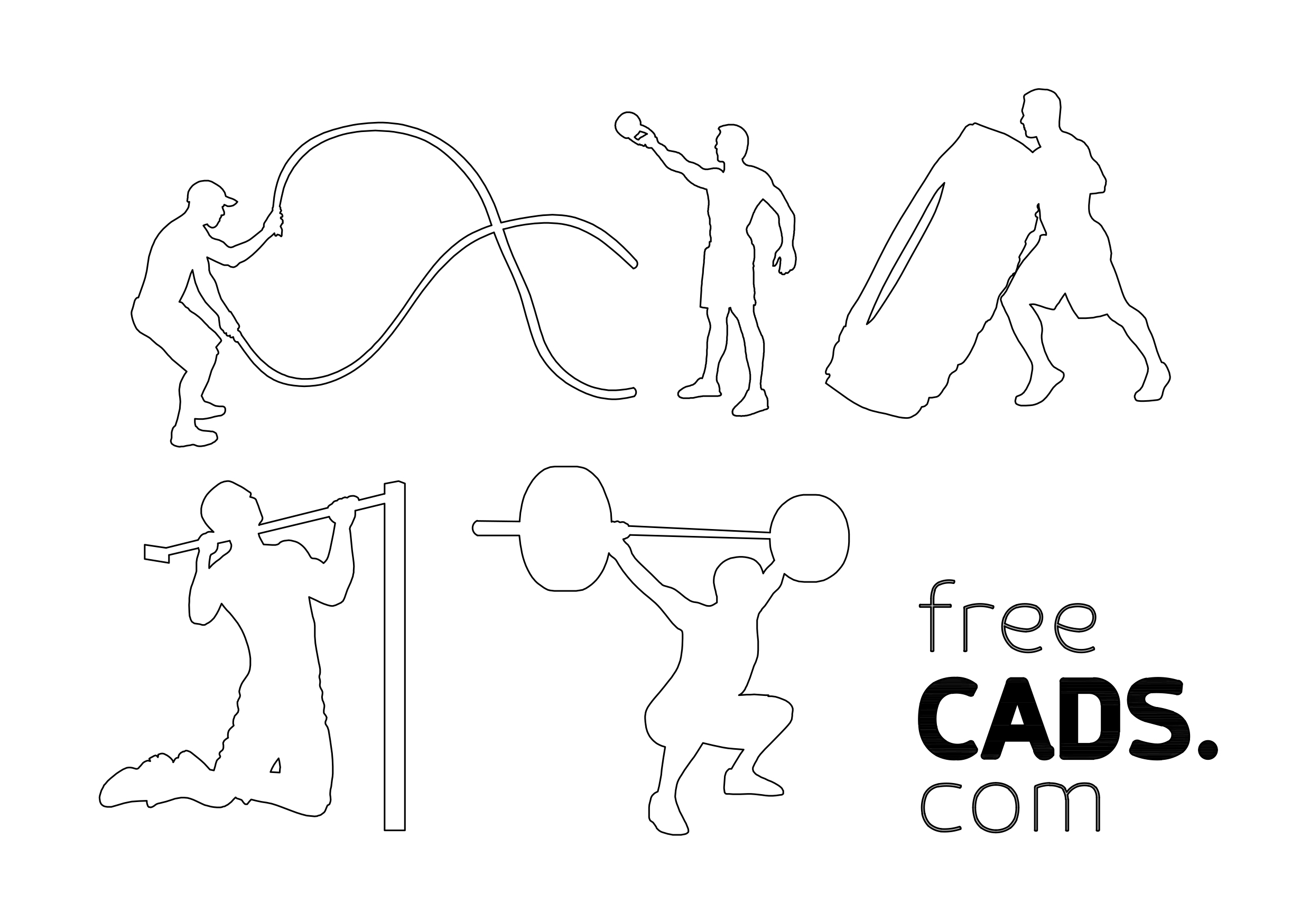 Free People Exercising Bundle CAD Blocks – DWG, DXF, PDF Format