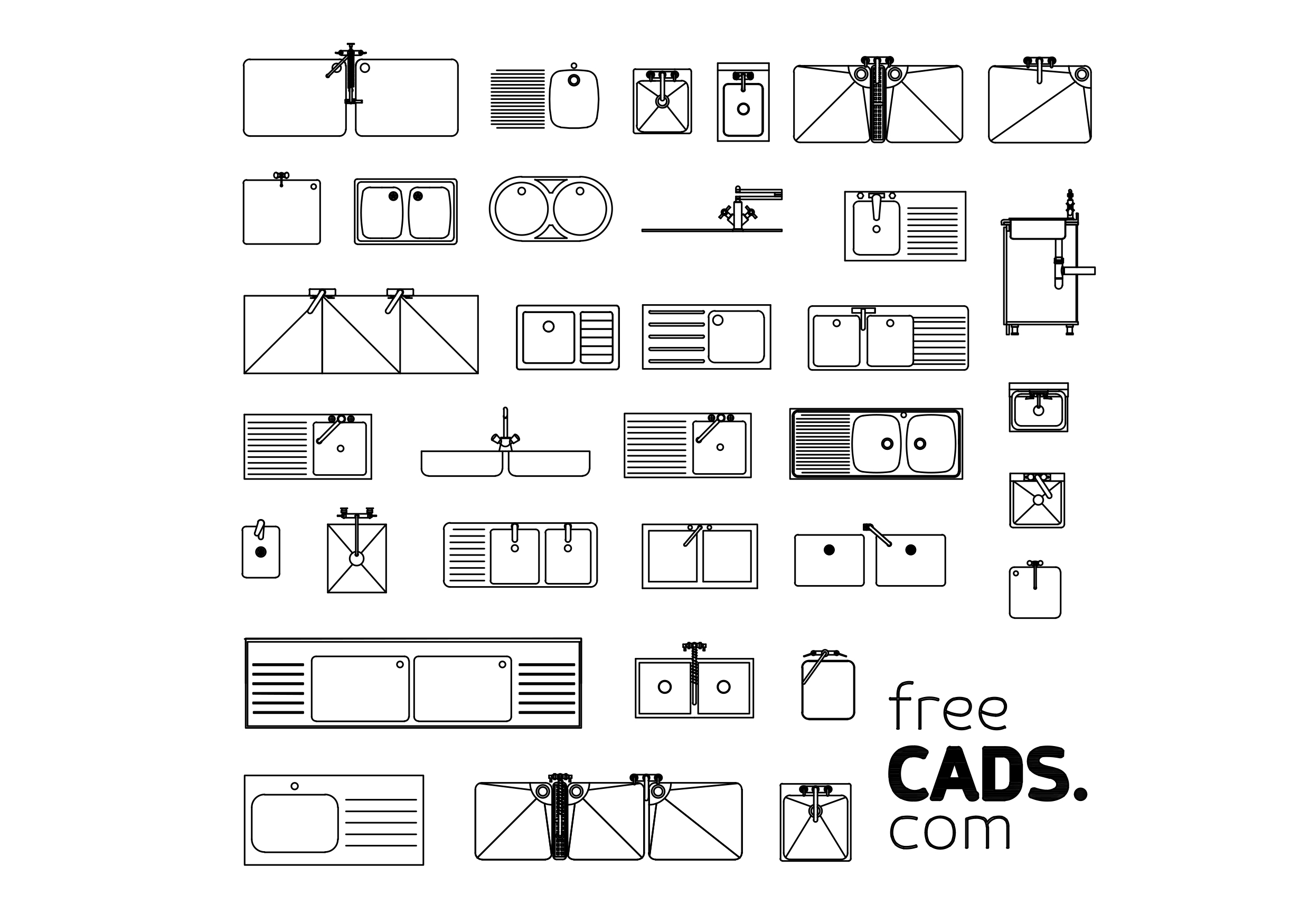 Free Kitchen Sinks Bundle CAD Blocks – DWG, DXF, PDF Format