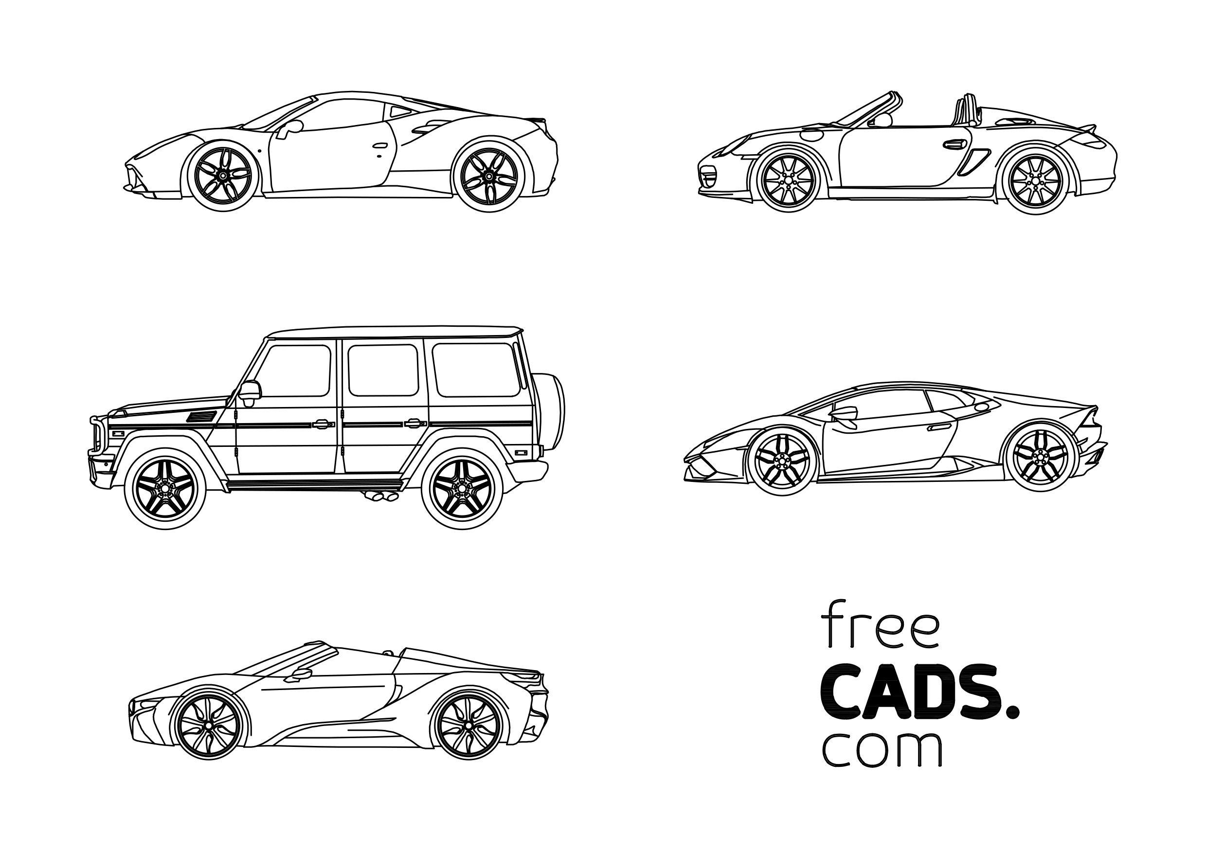 Free Supercars Bundle CAD Blocks – DWG, DXF, PDF Format
