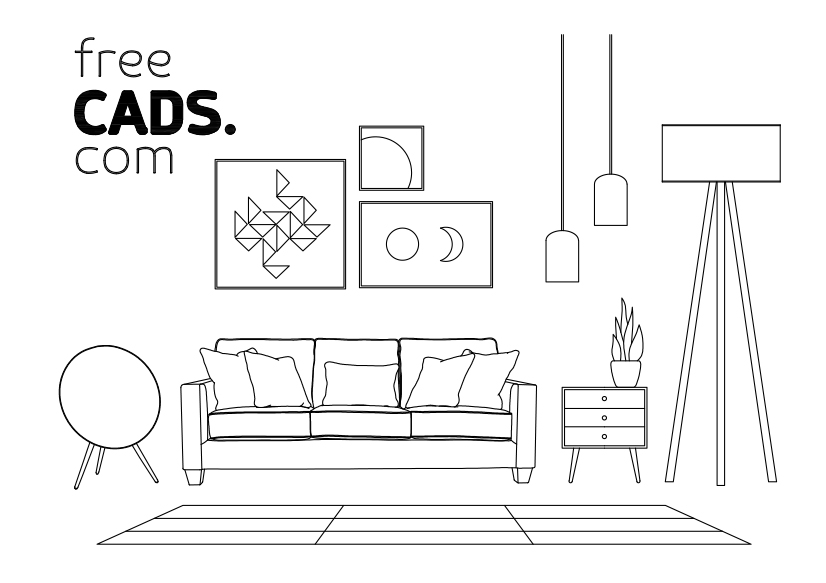 Free Living Room Bundle CAD Blocks – DWG, DXF, PDF Format