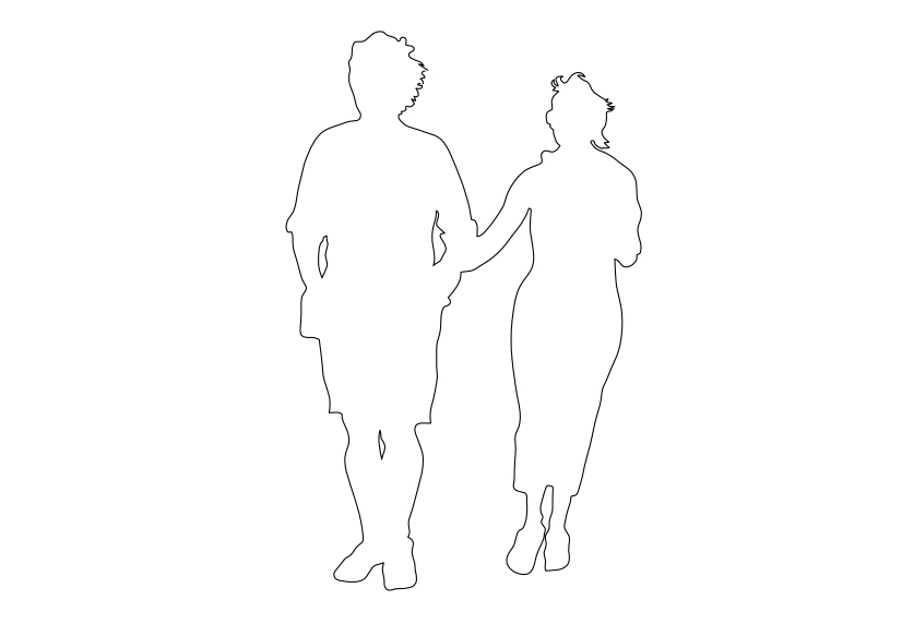 Free People Walking Elevation CAD Block – DWG, DXF, PDF Format