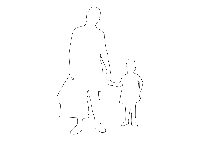 Free People Walking Elevation CAD Block – DWG, DXF, PDF Format