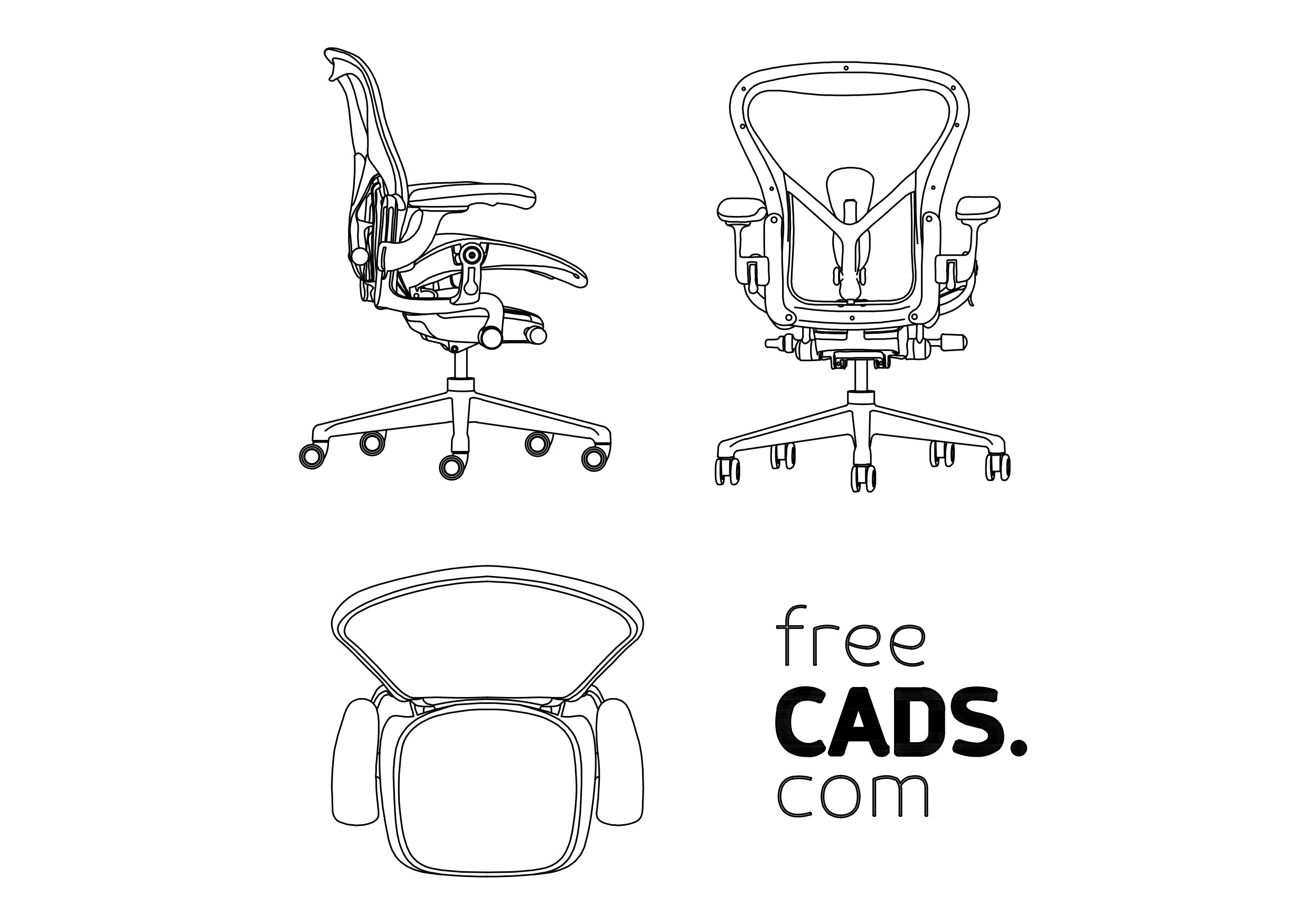 Free Office Chair views CAD Blocks – DWG, DXF, PDF Format