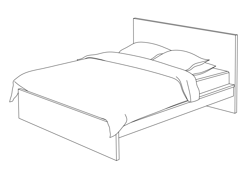 Free Double Bed CAD Block – DWG, DXF, PDF Format