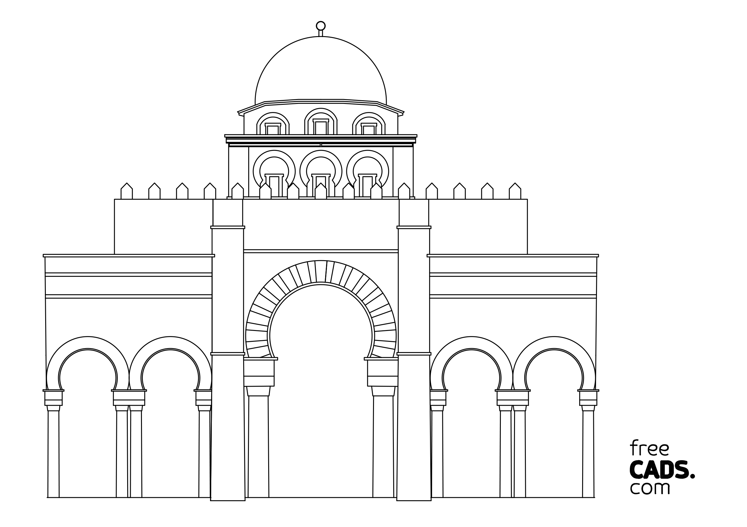 Free Building elevation CAD Drawing – DWG, DXF, PDF Format