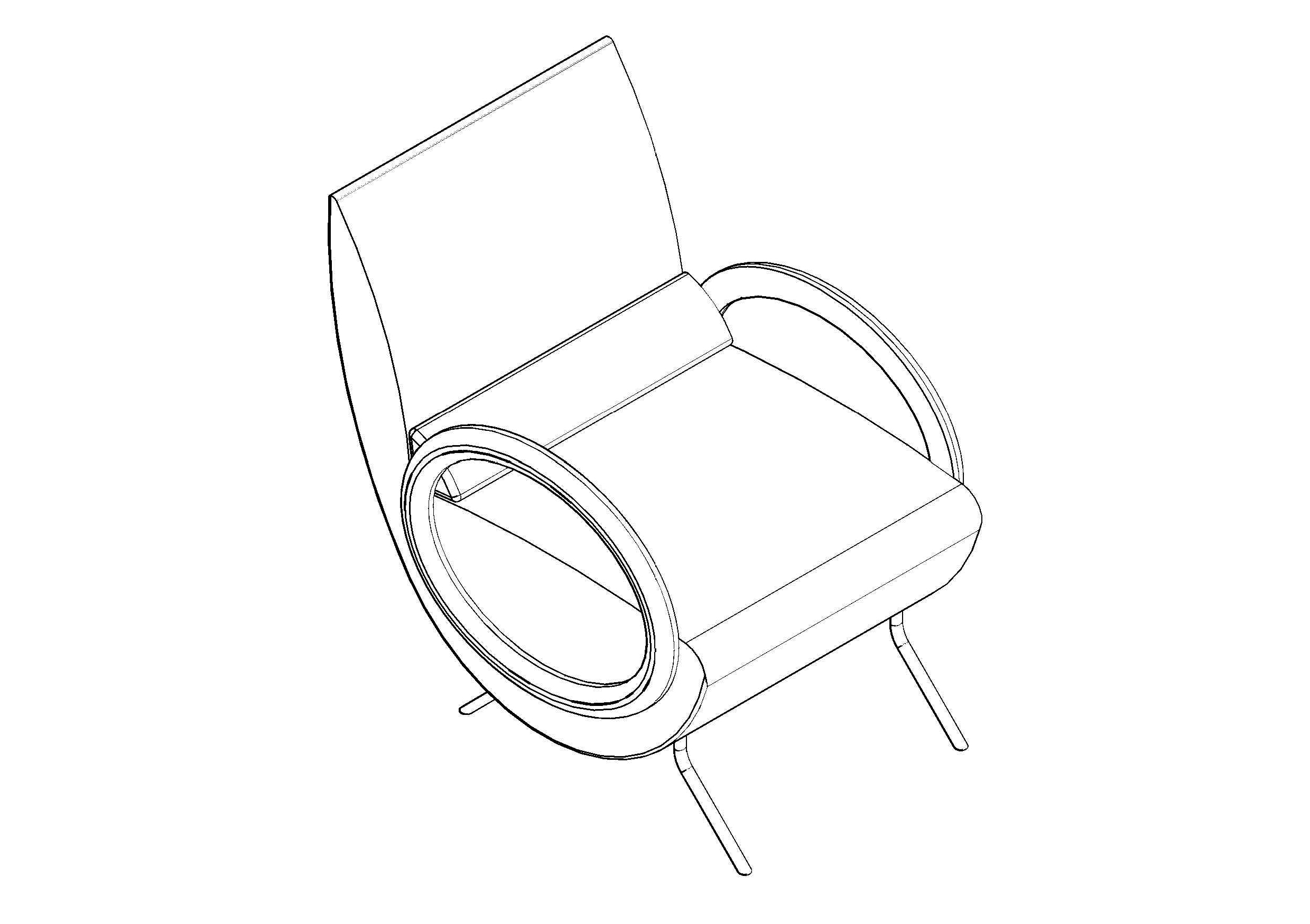 Free armchair 3D CAD Block – DWG, DXF, PDF Format