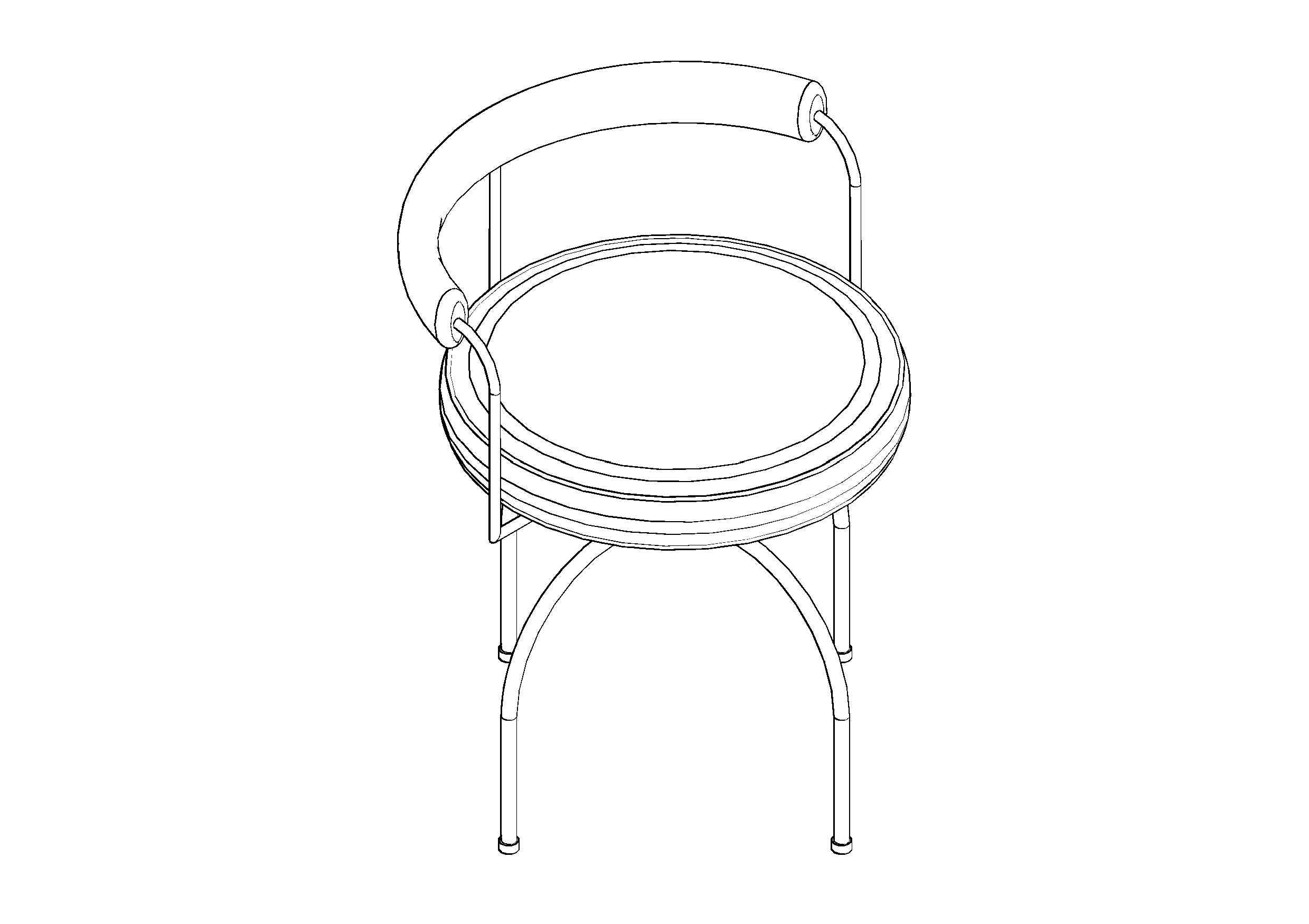 Free LC7 armchair 3D CAD Block – DWG, DXF, PDF Format