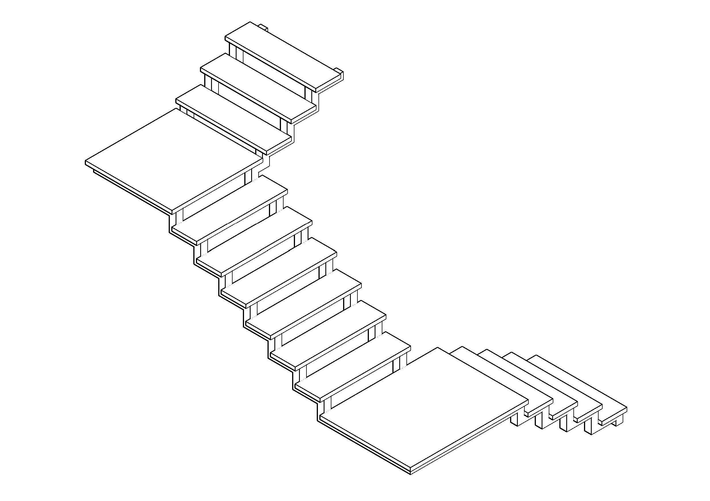 Free staircase 3D CAD Block – DWG, DXF, PDF Format