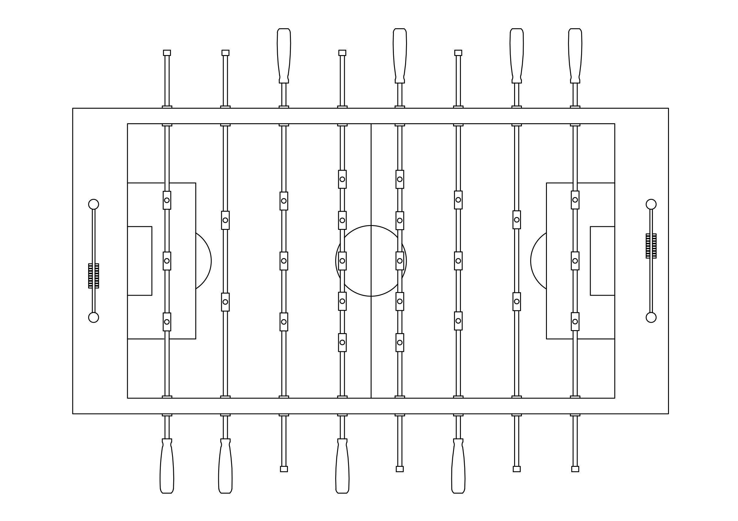 Free Foosball Top View CAD Block – DWG, DXF, PDF Format