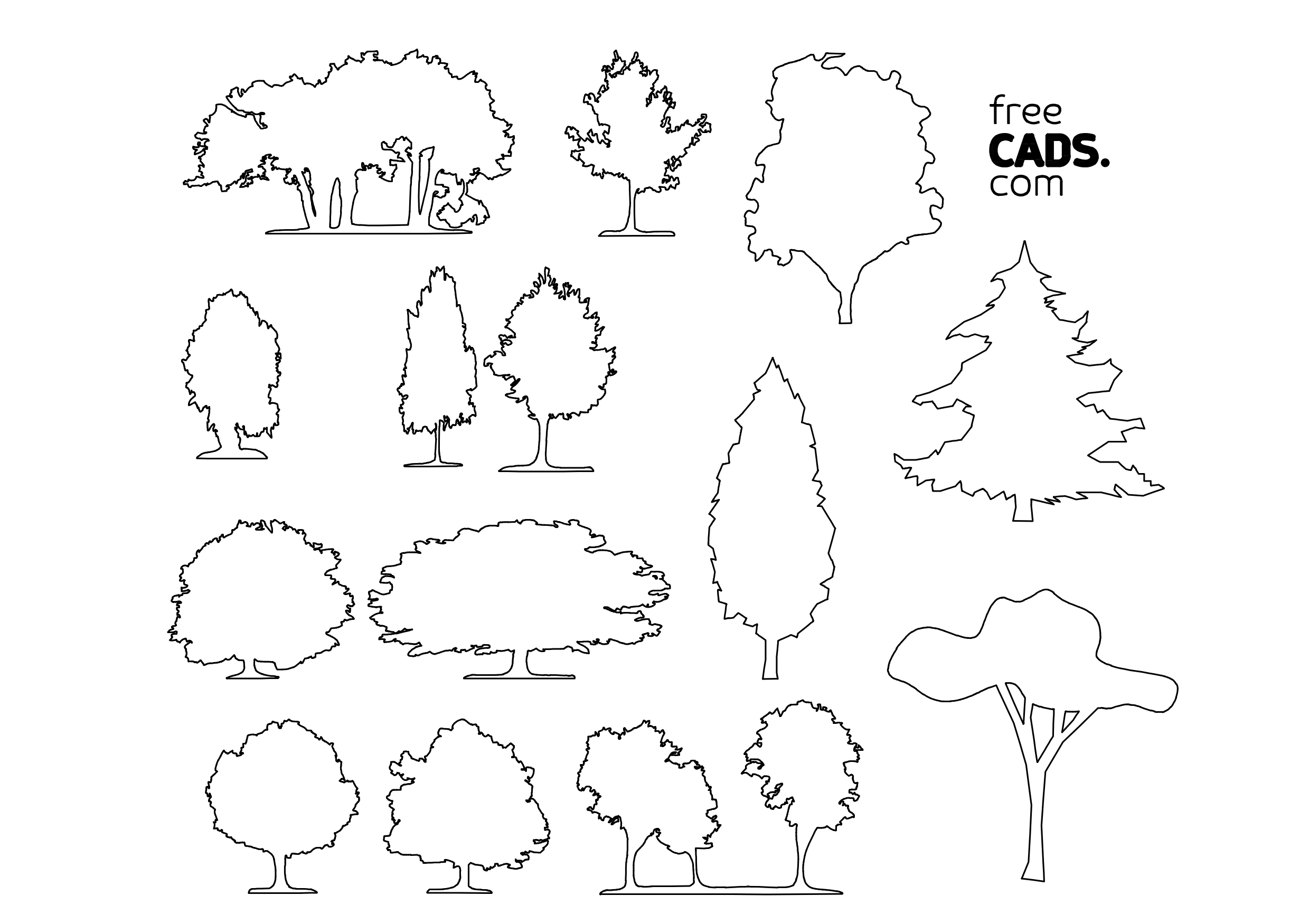 Free Trees Bundle CAD Blocks – DWG, DXF, PDF Format