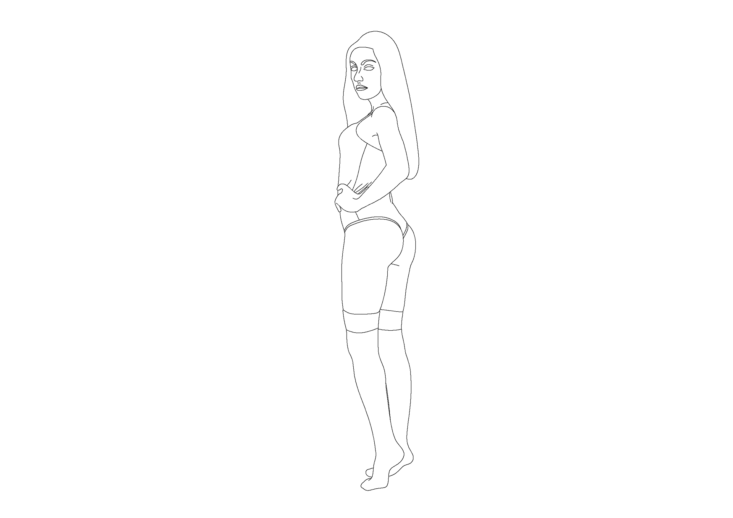 Free Woman Standing Elevation CAD Block – DWG, DXF, PDF Format