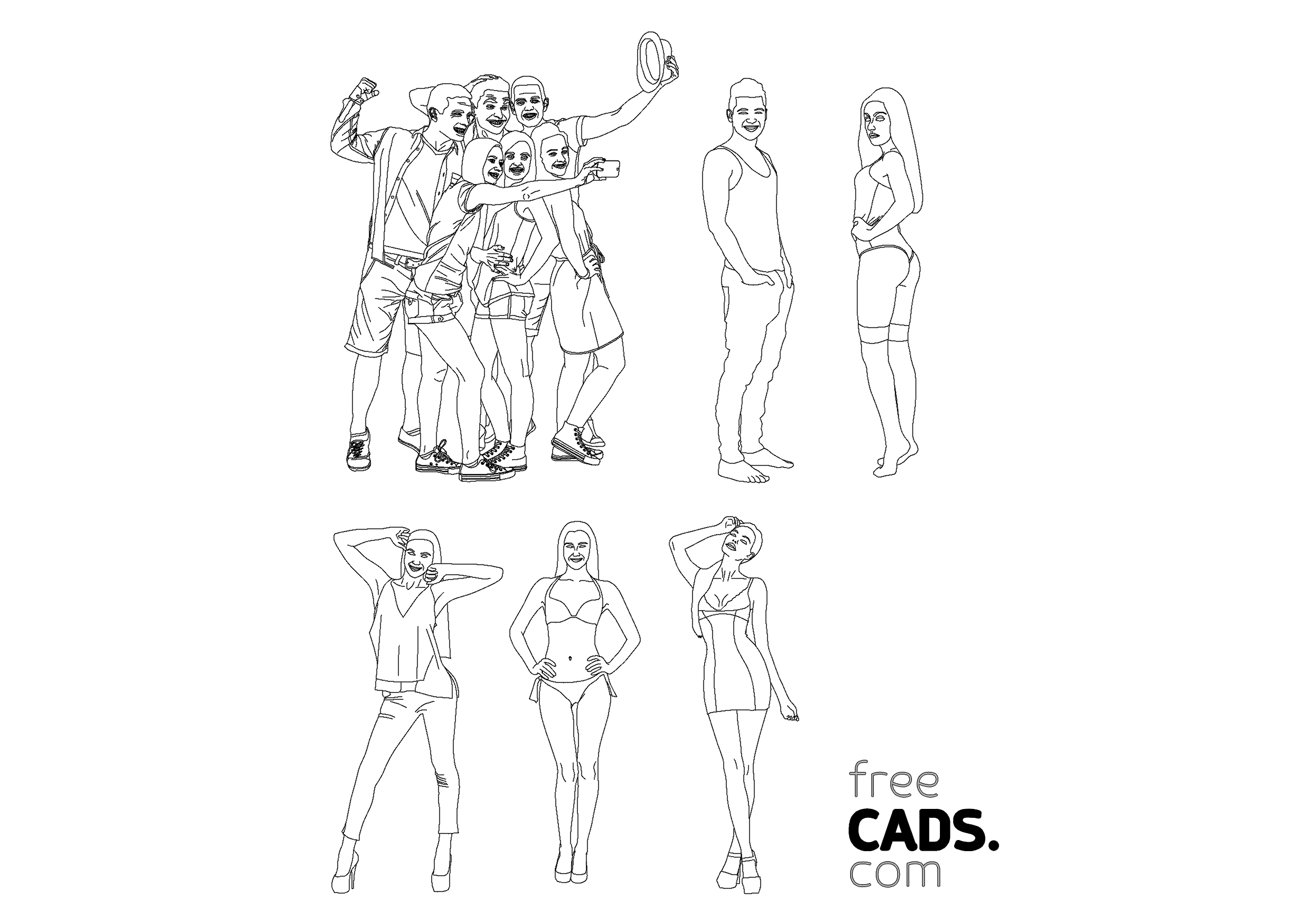 Free People Bundle CAD Blocks – DWG, DXF, PDF Format