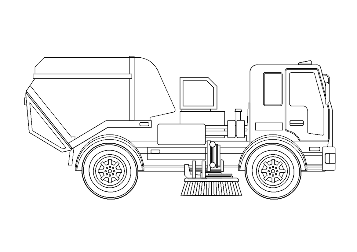 Free Street Sweeper Elevation CAD Block – DWG, DXF, PDF Format