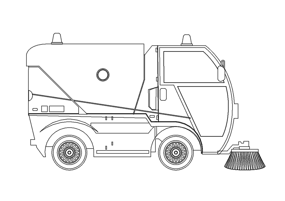 Free Street Sweeper Elevation CAD Block – DWG, DXF, PDF Format