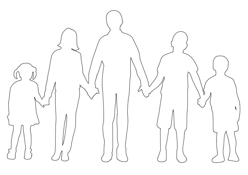 Free People Walking Elevation CAD Block – DWG, DXF, PDF Format