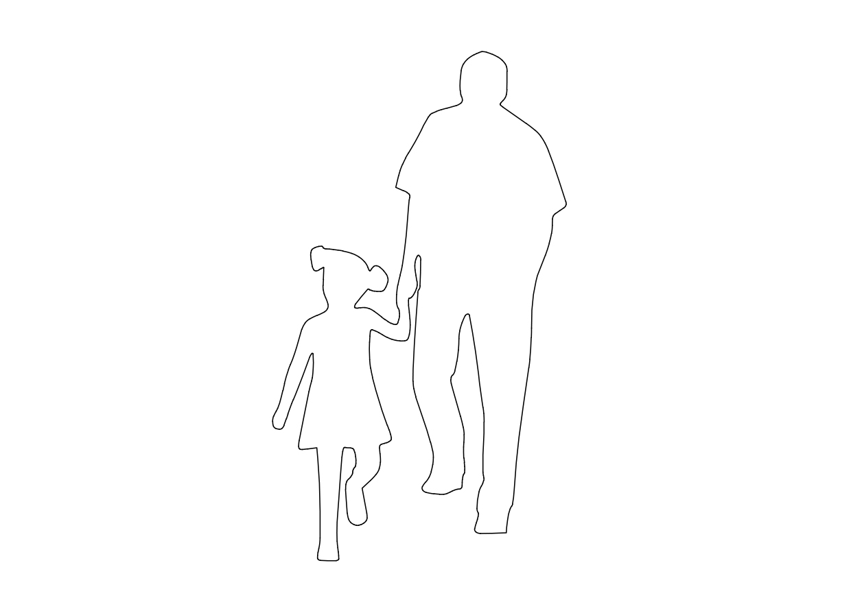 Free People Walking Elevation CAD Block – DWG, DXF, PDF Format