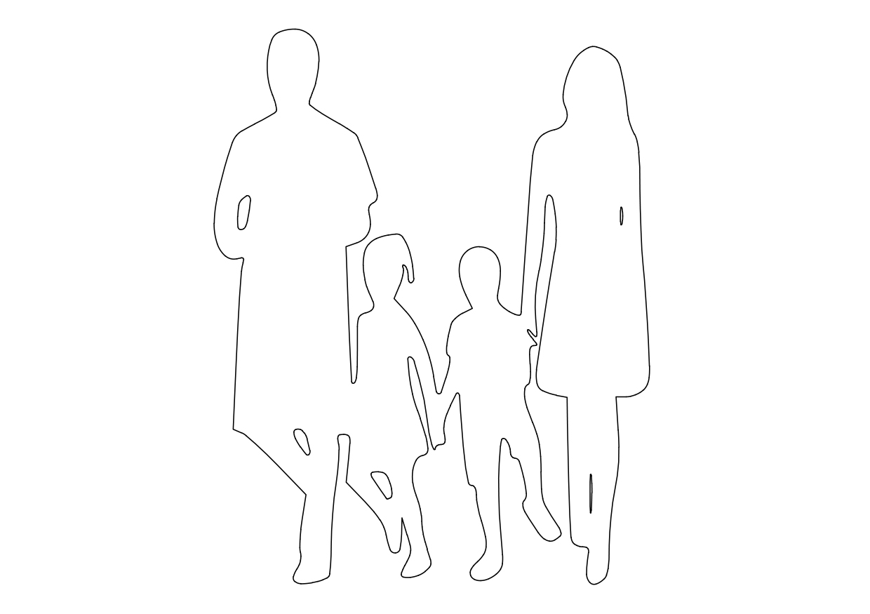 Free People Walking Elevation CAD Block – DWG, DXF, PDF Format